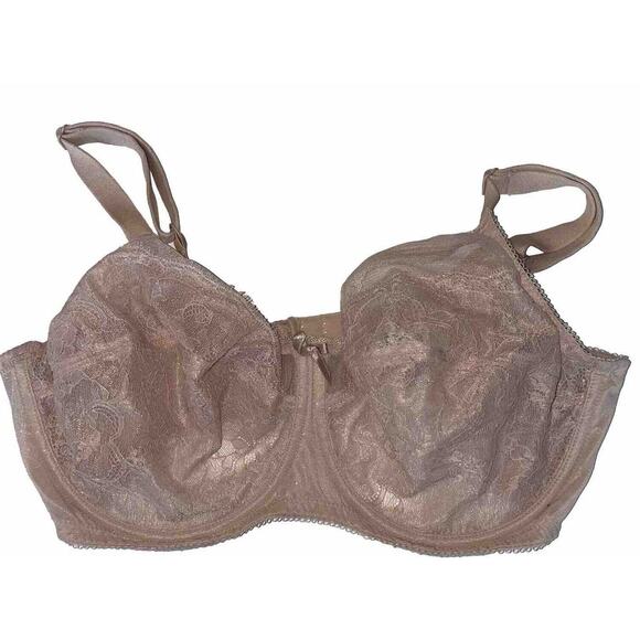 Wacoal | Retro Chic Full-Figure Underwire Bra Sz 38DD Beige/Nude Sheer - Picture 1 of 9